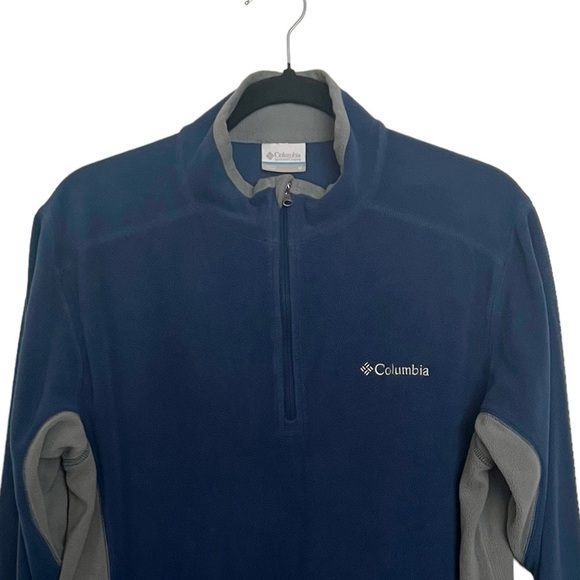 Columbia Blue Gray Half Zip Fleece Pullover Sweater Medium - Picture 3 of 10